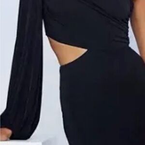 NWT  Black One-Shoulder  Velvet Dress